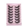 Wffenhefragrance False Eyelashes Fluffy Mink Lashes Cat-Eye Look 18MM Wispy Long 3D Volume Fake Eyelash Strips 7 Pairs Pack 9-15-17mm