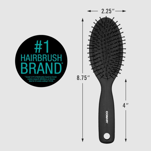 ConairMen Hair Brush - Mens hair brush - Mens Hairbrush for Everyday Brushing with Wire Bristles and Cushion Base - Mens Brush for All Hair Types - Black