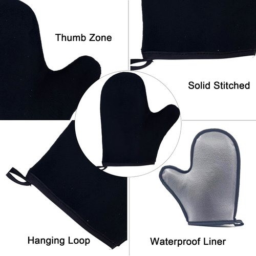 5 Piece Self Tanning Mitt Applicator Set with Self Tan Glove Tanning Back Lotion Applicator Tanning Brush Tan Face Mitt Exfoliating Glove, for Self Sunless Tanning Tan (black)