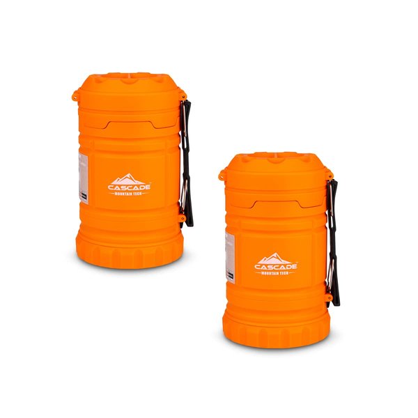 Cascade Mountain Tech Pop-Up LED Camping Flashlight Lantern - 2 Pack,Orange