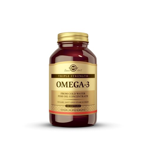 Solgar Triple Strength Omega-3 950 mg, 100 Softgels - Supports Cardiovascular, Joint & Skin Health - Heart Healthy Supplement - Essential Fatty Acids - Non GMO, Gluten/ Dairy Free - 100 Servings