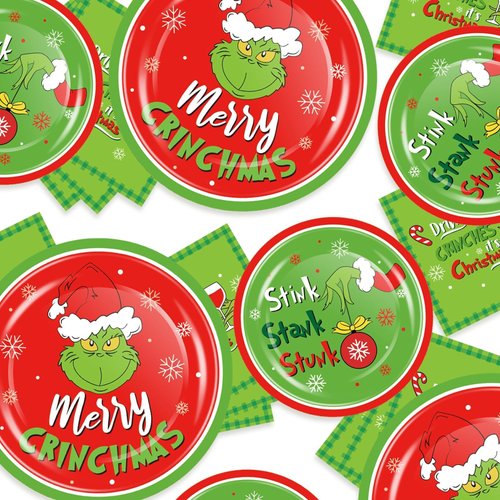 Guass Christmas Party Decorations, 32 Pcs Christmas Paper Plates and Napkins Xmas Dinner Plates Dinnerware Set for Xmas Holiday Birthday Baby Shower Party Favors Supplies, Serve 8, 7/9 Inch