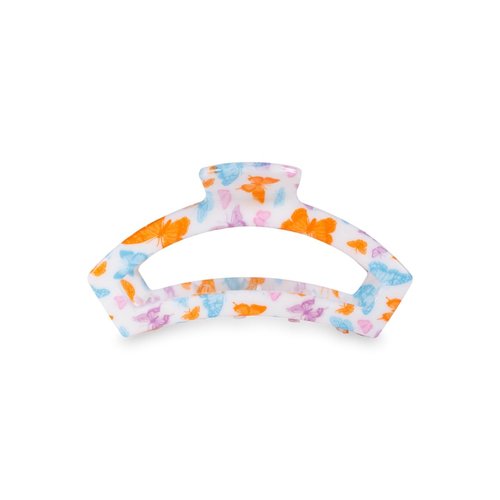 TELETIES - Medium Open Claw Clip - Strong Grip, Bendable Teeth, Comfortable Cutout Design - Ideal for Long, Thick, Curly, or Wavy Hair - For All Hair Textures - Spring Collection - Fly Away