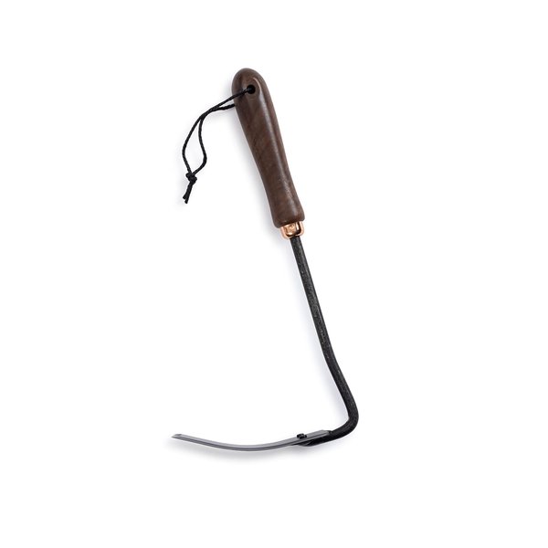 Barebones Square Hand Hoe - Garden Hoe for Weeding with a Long Handle - Japanese Gardening Tool, Sickle Garden Tool (Black/Walnut)