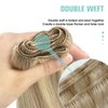 YoungSee Weft Hair Extensions Highlight Sew in Human Hair Extensions Blonde Highlight Human Hair Weft Extensions Dark Ash Blonde Highlighted Light Blonde Full Head Set Weft Extensions 16Inch 100G