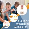 Leo & Friends Wooden Mixer Set - Make-A-Cake Kids Mixer Toy (9 Pcs) - Play Kitchen Accessories for Kids Ages 3 Years and Older - Perfect Birthdays Holidays
