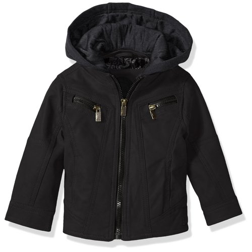 Urban Republic Baby Boys Pu Suede Moto Faux Leather Jacket, Black, 24M