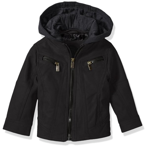 Urban Republic Baby Boys Pu Suede Moto Faux Leather Jacket, Black, 24M