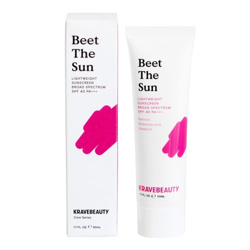KraveBeauty Beet The Sun SPF 40 PA+++ Broad Spectrum Sunscreen, Daily Non-Greasy Chemical SPF, No White Cast or Pilling, For All Skin Types, Vegan & Cruelty Free, 1.7 fl oz