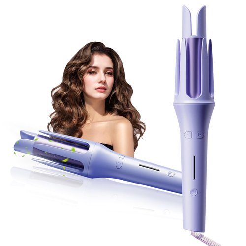 Velasko Self Curling Hair Curler, Extended Barrel 32mm Anion Rotating Curling Iron, Electric Portable Hair Curler for Long Hair Women Quick Modeling, Purple