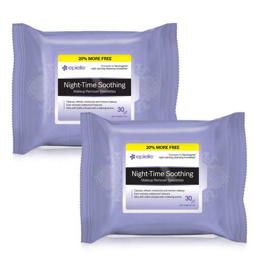 Epielle Night Time Makeup Remover Wipes | All-in-One for Waterproof Makeup | Gentle Facial Towelettes | Beauty Gift, Spa Day, Gift Set | 2 Pack | Korean Skincare