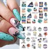 Summer Coconut Tree Nail Art Stickers Water Transfer Nail Decals Ocean Beach Palm Tree Nail Design Sticker Tropical Style Nail Stickers for Women Girls DIY Nails Design Nail Art Decorations Supplies