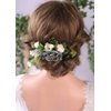 Anglacesmade Bridal Flower Hair Comb Navy Blue Rose Blush Daisy Eucalyptus Greenery Headpiece for Rustic Wedding Photo Shoot Prom Party Festival