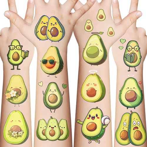 90 PCS Avocado Temporary Tattoos Funny Avocado Themed Birthday Party Decorations Favors Supplies Fruit Avocado Tattoo Stickers for Kids Boys Girls Gifts Goodie Bags Fillers Prizes Rewards