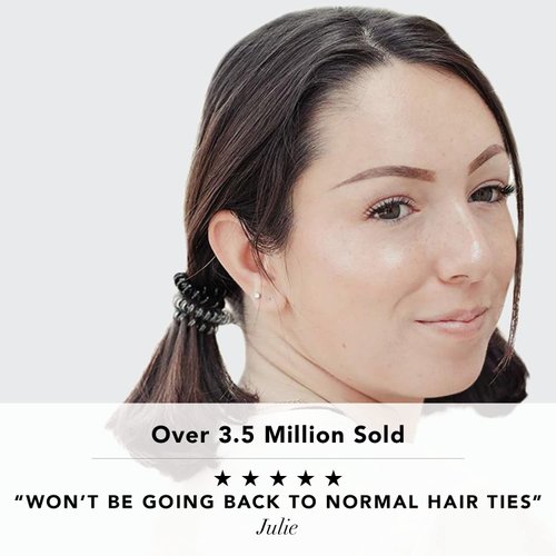 Kitsch Spiral Hair Ties for Women - Coil Hair Ties for Thick Hair | No Crease Hair Tie | Spiral Hair Ties No Damage | Hair Coils & Phone Cord Hair Ties for Thin Hair, Hair Ties Spiral, 8 pcs (Black)