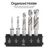 COMOWARE Stubby Drill Bit Set for Metal, 5pcs HSS M2 Short Length Drill Bit with 1/4-Inch Quick Change Hex Shank