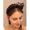 YERTTER Vintage Wedding Pearl Beads Crystal Tiara Hair Crown Handmade Bride Hair Band Bridal Greek Goddess Pearl Head Pieces for Wedding Prom Birthday Party (Black)