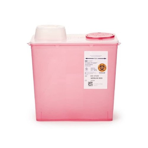 Monoject Medium 8 Qt. Sharps Disposal Container, Chimney-Top, Red - 8881676285