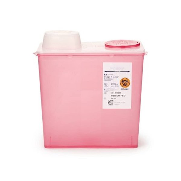 Monoject Medium 8 Qt. Sharps Disposal Container, Chimney-Top, Red - 8881676285