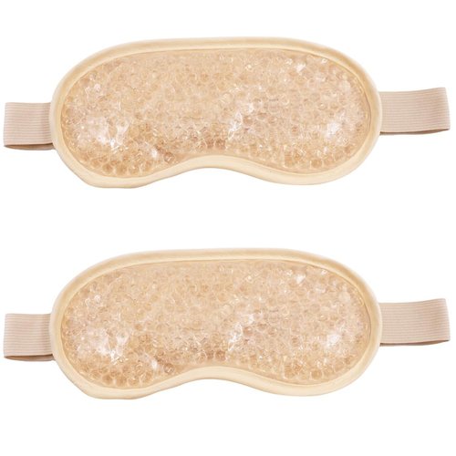Gel Eye Mask, Cooling Eye Pads Reusable Small Ice Pack Under Eye Patches, Eye Hot Cold Treatment Pack for Redness, Pain Relief and Eye Relax (Champagne - 2count)