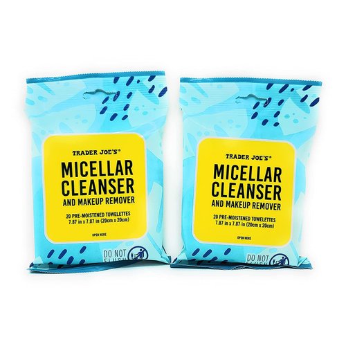 Trader Joe's Micellar Cleanser and Makeup Remover 20 Pre-Moistened Towelettes (Pack of 2)