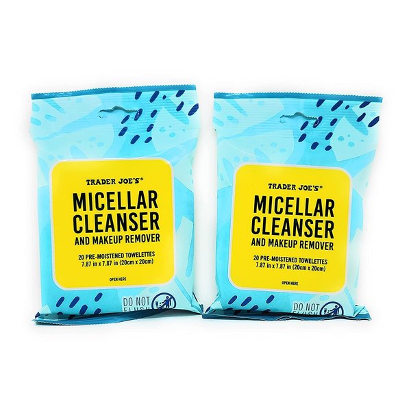 Trader Joe's Micellar Cleanser and Makeup Remover 20 Pre-Moistened Towelettes (Pack of 2)
