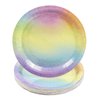 PUEVENYI 50PCS Rainbow Party Paper Plates - 7Inch Rainbow Dessert Plate for Cake Salad Pizza Disposable Decoration Supplies for Anniversaries Graduation Birthday Wedding Party