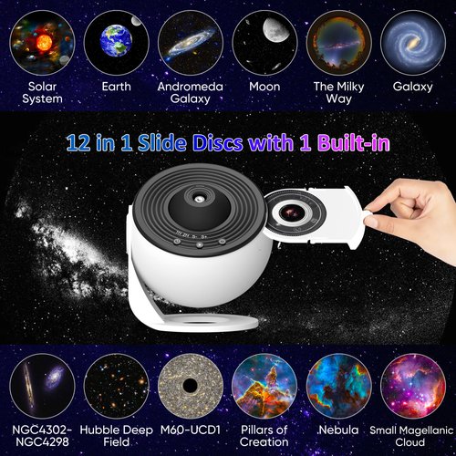 Xeefeel Galaxy Projector for Bedroom, 13 in 1 HD Star Projector Light Projector, 360° Rotating Planetarium Projector with Timer and Simple 3 Button Control for Kids, Ceiling, Gifts, Room Decor