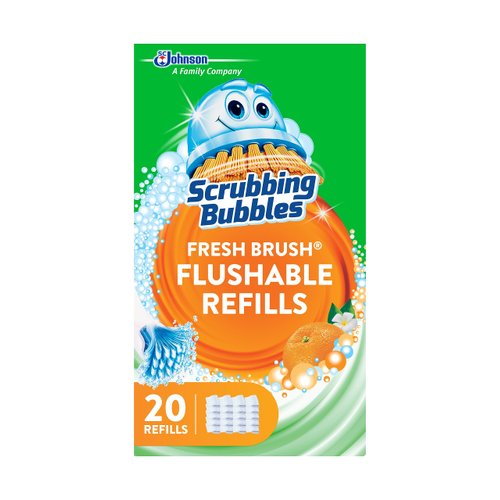 Scrubbing Bubbles Flushable Toilet Wand Refills, Fresh Brush Toilet Cleaner Refill Pads, Cleans Limescale & Fights Odors, Citrus Scent, 20 Count, Pack of 1