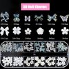 3D Acrylic Butterfly White Flowers Bear Cute Nail Charms Mixed Starry AB Crystal Rhinestones Multi Sizes Gems Stones for Nail Art DIY Jewelry Accessories Crafting