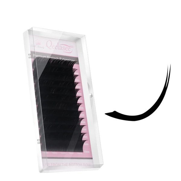 Qeelasee Ellipse Eyelash Extension 0.20mm C Curl 8-15mm Mixed Flat Individual Eyelashes False Lashes Mink Lashes Extensions
