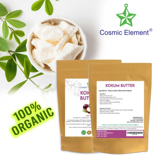 Cosmic Element Raw Organic Kokum Butter - Light, Firm Butter for Skin Care | Ideal for Making Soap, Lotion Bars, Lip Balm | Body Butter for Dry Skin - Scent-Free (4 Oz)