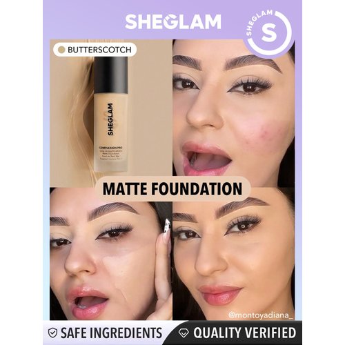 SHEGLAM Full Coverage Foundation Makeup Long Lasting Waterproof Matte Dewy Liquid Foundation - Butterscotch
