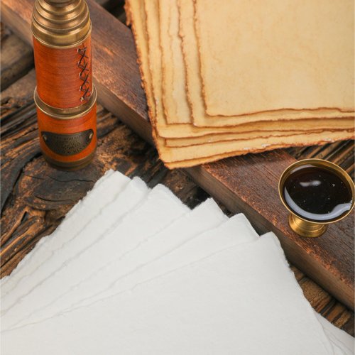 FAUSTA White Cotton Handmade Smooth Paper 25 Sheets (400 GSM) (6 X 4 in), Cold-Pressed Deckle Paper for Sketching, Drawing, Notes, DIY Arts & Crafts, Watercolor/Mixed Media Paper