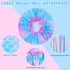 Shower Cap For Kids,3 Pcs Kids Girls Toddler Shower Cap, Reusable Plastic Rainbow Unicorn Shower Cap For Girls Adjustable Cute Mermaid Hair Cap Waterproof Childrens Women Head Cap For Hair