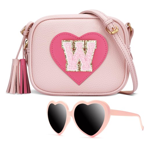 KKXIU Kids Purse Toddler Gifts for Girls and Women Vegan Leather Tassel Crossbody Bag with Sunglasses (W)