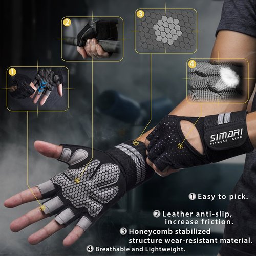 SIMARI Workout Gloves Mens and Women Weight Lifting Gloves with Wrist Support for Gym Training, Full Palm Protection for Fitness, Weightlifting, Exercise, Hanging, Pull ups