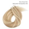 ABH AmazingBeauty Hair Pre Taped Remy Sun Kissed Highlighted Human Hair Double Sided Tape Hair Wxtensions Skin Weft, Invisible, Seamless, Dark Dirty Blonde with Platinum Ash Blonde P12-60, 22 Inch