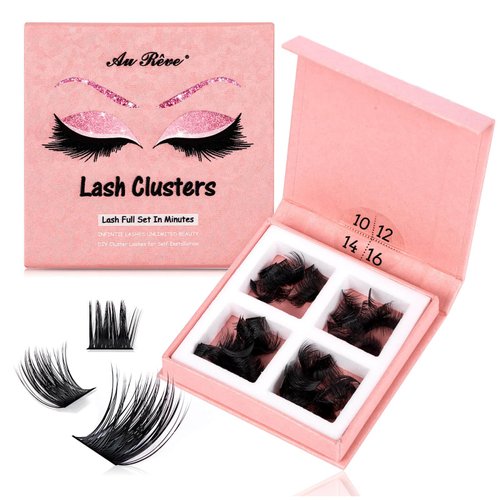 AuReve Eyelash Clusters Cluster Lashes Lash Cluster Eye Lash Cluster DIY Lash Extensions D Curl Lash Clusters 10 12 14 16 For Home Use 108 Pcs 0.07D 10/12/14/16mm Mix (K03)