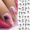 2pcs Nail Tropical Style Palm Summer Tree 3D Nail Stickers self-Adhesive Coconut Tree Manicure DIY Beauty Black Palm Tree Nail Stickers 3D Nail Decor Decal 2024 Beach Nail Decals