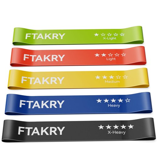 FTAKRY Resistance Bands for Working Out, Exercise Bands with 5 Resistance Levels, Natural Latex Resistance Bands Designed for Home Fitness, Strength Training and Flexibility Exercises (Assorted)