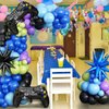 Video Game Balloon Arch Garland Kit, Blue Purple Green Black Party Balloons with 2Pcs Game Handle Foil Balloons for Video Game Theme Birthday Party Boys Game Night Decor