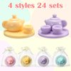 Rotatingpals 24 Sets Tea Party Favors Mini Teapots Teacups Set miniature tea cups Gift Resin Figures with Cards 4 Colors for Kids Carnival Prizes Tea Themed Birthday Party Supply