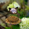 Mentoart Bird Feeder for Outside, Squirrel Proof Metal Wild Bird Feeder Decoration for Hanging Outside Garden Yard, Cute Cat-Shaped