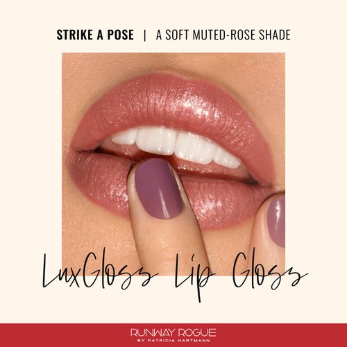 Runway Rogue LuxGloss Lip Gloss, High-Pigment Shimmery Muted-Rose Lip Gloss, ‘Strike a Pose’