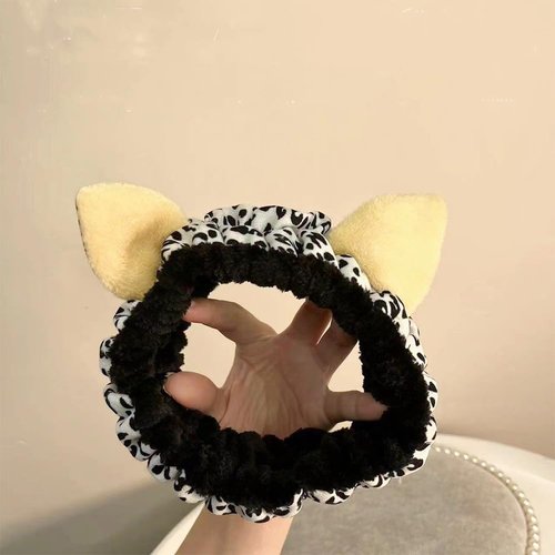 Hofar New Leopard Print Face Wash Headband For Women Headband For Washing Face Coral Fleece Cartoon Cute Creative Hair Accessories (Brown)