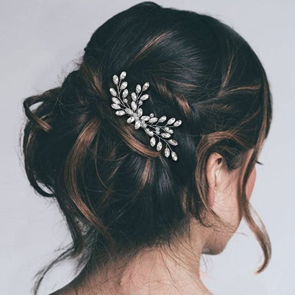 Easedaily Crystal Bride Wedding Hair Comb Silver Rhinestone Bridal Hair Piece Hair Accessories for Women and Girls