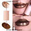 VavaSans Chocolate Brown Matte Liquid Lipstick with Gold Clear Glitter Lip Gloss 2 In 1 Dual Ended Highly Pigmented Long Lasting Non Sticky Transfer Proof High Shine Finish Makeup for Girls and Women