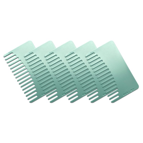 Go-Comb - Wallet Sized Hair & Travel Comb - Wide Tooth - Aqua 5-Pack