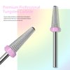 ERUIKA Tungsten Carbide Nail Drill Bits,3/32'' Efile Electric Cuticle Bits, Two Way Manicure Polishing Art Remove Acrylic Cuticle Safety Bits Pedicure Tools(Ball Top Cone Shape, 2XF)